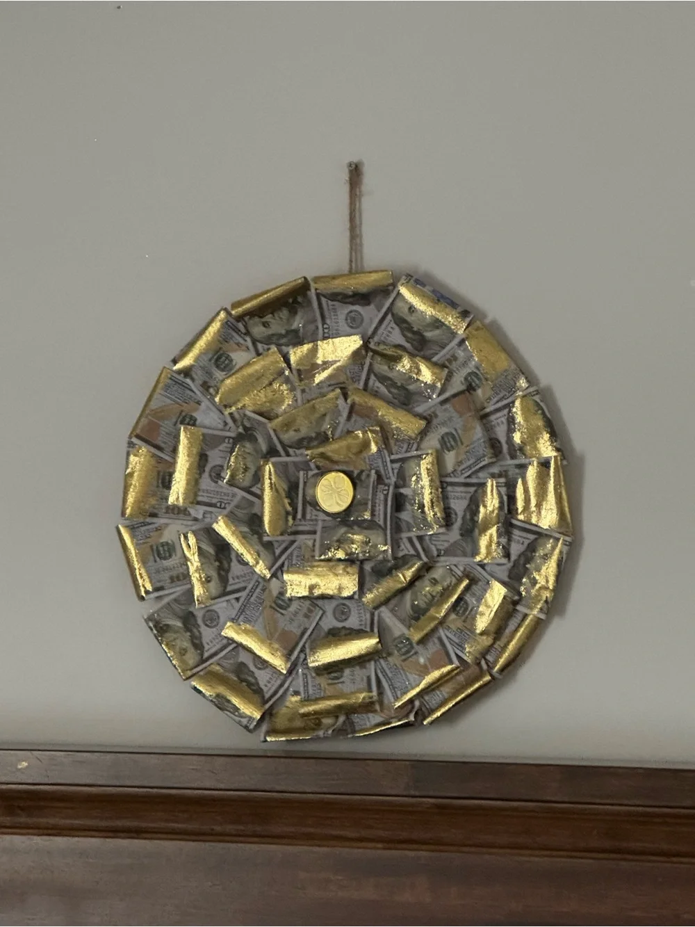 Gold and White Decorative Money Print Wall Art